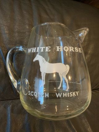 Large White Horse Scotch Whisky Advertising Pub Jug Pitcher 8 " Tall Nr