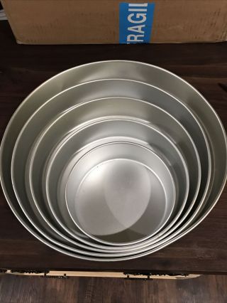 Wilton Aluminum 5 Tiered Round Cake Pan Set 6 " To 14” X 2 " Deep