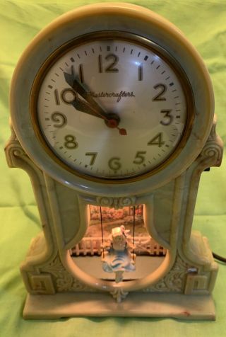 1950’s Mastercrafters Girl On A Swing Electric Clock In Onyx