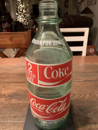 Vintage Coca Cola 2 Liter 67.  6 Fl Oz Green Glass Bottle