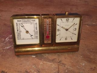 Vintage Jaeger - Lecoultre Mid Century Travel Clock/thermometer /barometer
