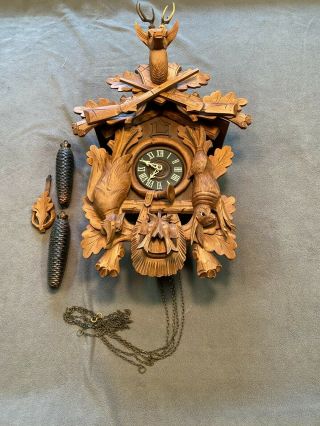 Vintage Large Black Forest Hunter Cuckoo Clock