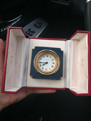 Cartier Les Must De Cartier 18k Gold Plated And Lapis Lazuli Enamel Desk Clock