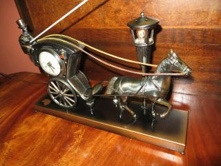 United Metal Goods Model 701 Hansom Cab & Horse Clock W/ Street Lamp
