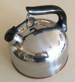 Vintage 2 Qt Paul Revere Ware Copper Bottom Whistling Tea Kettle 87 - C