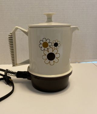 Vintage Regal Poly Perk Coffee Pot Percolator Floral Daisies 2 - 4 Cup 7503 Retro