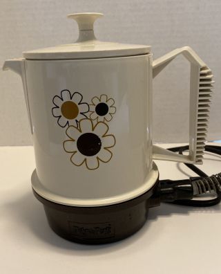 Vintage Regal Poly Perk Coffee Pot Percolator Floral Daisies 2 - 4 Cup 7503 Retro 3