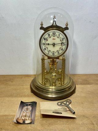 German Kundo Brass 400 Day Anniversary Torsion Mantel Clock