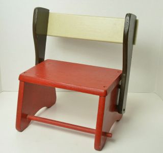 UNIQUE Antique Child ' s Wood Convertible Step Stool Bench - Great shape for its age 2