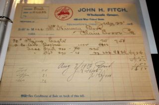 1164,  John H Fitch Grocer,  1900,  Youngstown O,  Vintage Invoice W Vignette