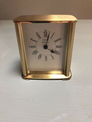Tiffany & Co Brass Carriage Clock Quartz Swiss Made Authentic Mantel Shelf Clock