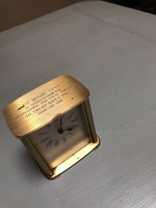 Tiffany & Co Brass Carriage Clock Quartz Swiss Made Authentic Mantel Shelf Clock 2