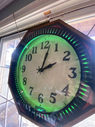 Pinwheel Electric Neon Clock Vintage 8 Sided Oriignal Face Sign