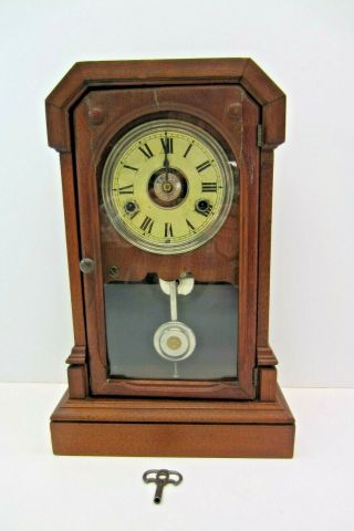 Seth Thomas Wooden Mantle Clock 6 1/2 Clock Movement Mechanical
