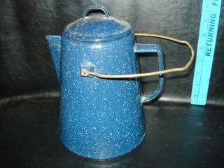 Enamelware Coffee Pot Cobalt Blue Camping Cookware