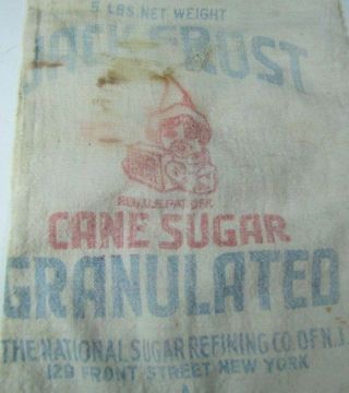 Jack Frost Cane Sugar Old 5lb Cloth Bag National Sugar Refining Co York
