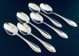 6 Oneida Arbor American Harmony Oval Soup Spoons Stainless Flatware Beaded Euc