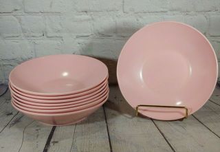 Vintage Set Of 8 Melmac By Kenro Pink Cereal Bowls 6 7/8 "