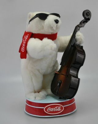 Coca Cola Jazz Base Playing Musical/animated Christmas Polar Bear Plush