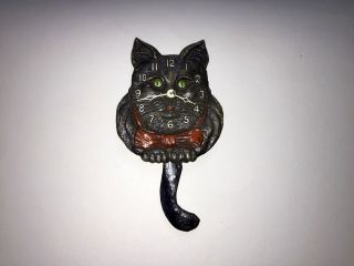 Cat Clock With Moving Eyes.  Lux Clock Mfg.  Co.