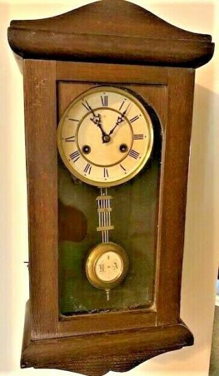 German - Regulator Box Wall Clock - - Vintage Early 20th Century - - 20 - 3/4 " High