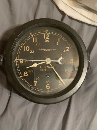 Chelsea Vintage Ships Clock 6 " Dial U.  S.  Navy 12 24 Hour 12/24 Hour Ww2 1942
