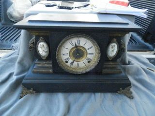 Vintage Ingraham Mantle Clock With Cameos? & Key Estate Find Parts