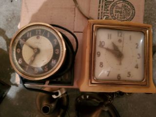 2 Vintage General Electric Telechron Clock 7H79 on left of pic. 2