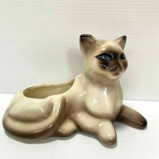 Vintage 1950s Ceramic Siamese Cat Planter Retro 1950s Hand Painted Kitsch Decor
