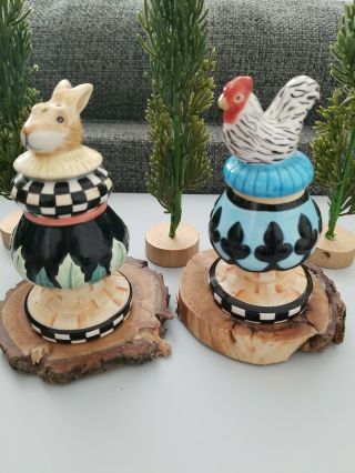 Salt & Pepper Shakers With Stoppers Ceramic Hen & Rabbit Springtime Easter