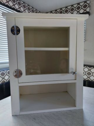 Retro Wood Mirror Medicine Cabinet - Surface Mount - White,  Shabby Chic Cottage