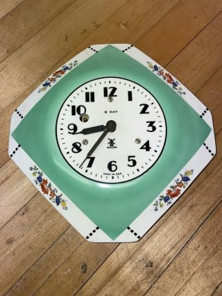 Porcelain Plate 8 Day Wind Up Wall Clock