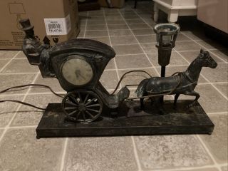 Horse Carriage United Sessions Clock Lamp Vintage 1960s Hanson Cab