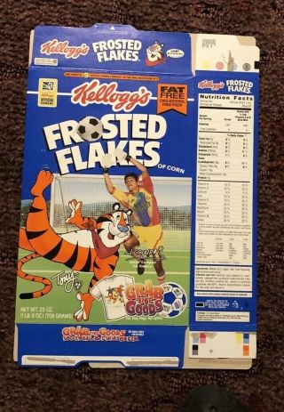 Vintage 1997 Kellogg’s Frosted Flakes Empty Cereal Box,  Jorge Campos La Galaxy