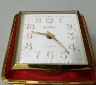 Seth Thomas 7 Jewels Vintage Retro Small Alarm Clock Red