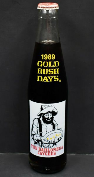 1989 Gold Rush Days Dahlonega GA 10th Anniversary Coca Cola Bottle 10oz Tall 2