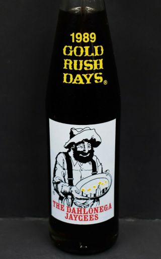 1989 Gold Rush Days Dahlonega GA 10th Anniversary Coca Cola Bottle 10oz Tall 3