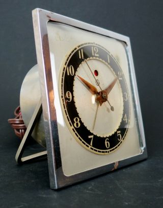 Ge (telechron Motored) Art Deco Electric Alarm Clock - Ab - 7f54 -