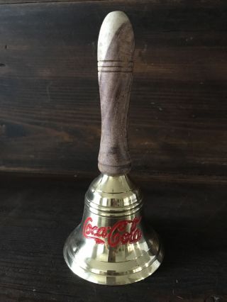 Vintage Coca - Cola Brass Bell With Wood Handle