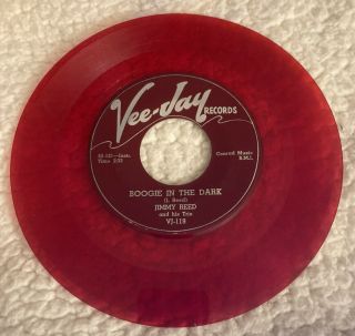 Rare Jimmy Reed Vee - Jay Vj - 119 Red Vinyl 7” 45 Rpm Boogie In The Dark