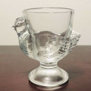Vintage Set Of 6 Arc France Clear Glass Chicken Egg Cup Holders