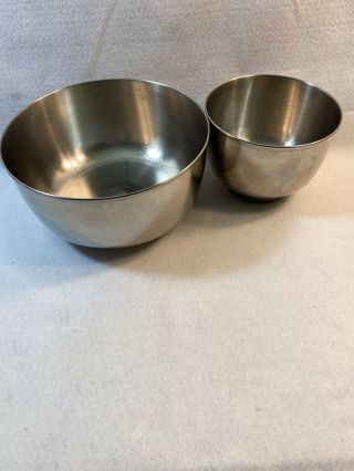 2 Vintage Sunbeam Stainless Steel Mixing Bowls Replacement Parts 9 " And 6.  25 "