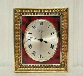 Vintage Swiss Made Swiza Table 8 Day Alarm Clock / Solid Brass Casing