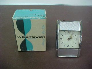 Vintage Westclox Travel Alarm Clock W/roll Top Closure & Box