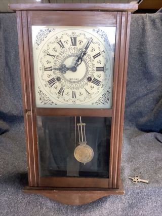 Vtg 30 Day Pendulum Wall Clock 45 - 9814 Japan W/ Key As - Is