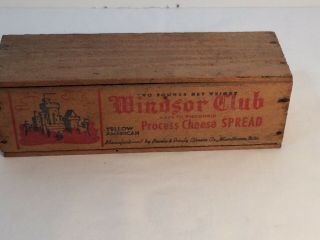 Vintage Windsor Club Wooden Cheese Box With Lid Pasteurized Two Pound Box