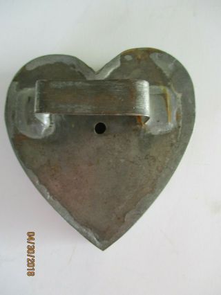Vtg Antique Primitive Cookie Cutter Soldered Tin Heart Handle.  Valentines