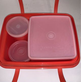 TUPPERWARE PAK N CARRY LUNCH BOX SET COMPLETE WITH CARRY STRAP 1254 3