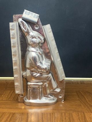 Vintage Chocolate Candy Mold Runny Rabbit Accordian Player