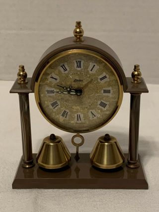 Vintage Linden Mantel Wind Up Alarm Clock West Germany Double Bell Great
